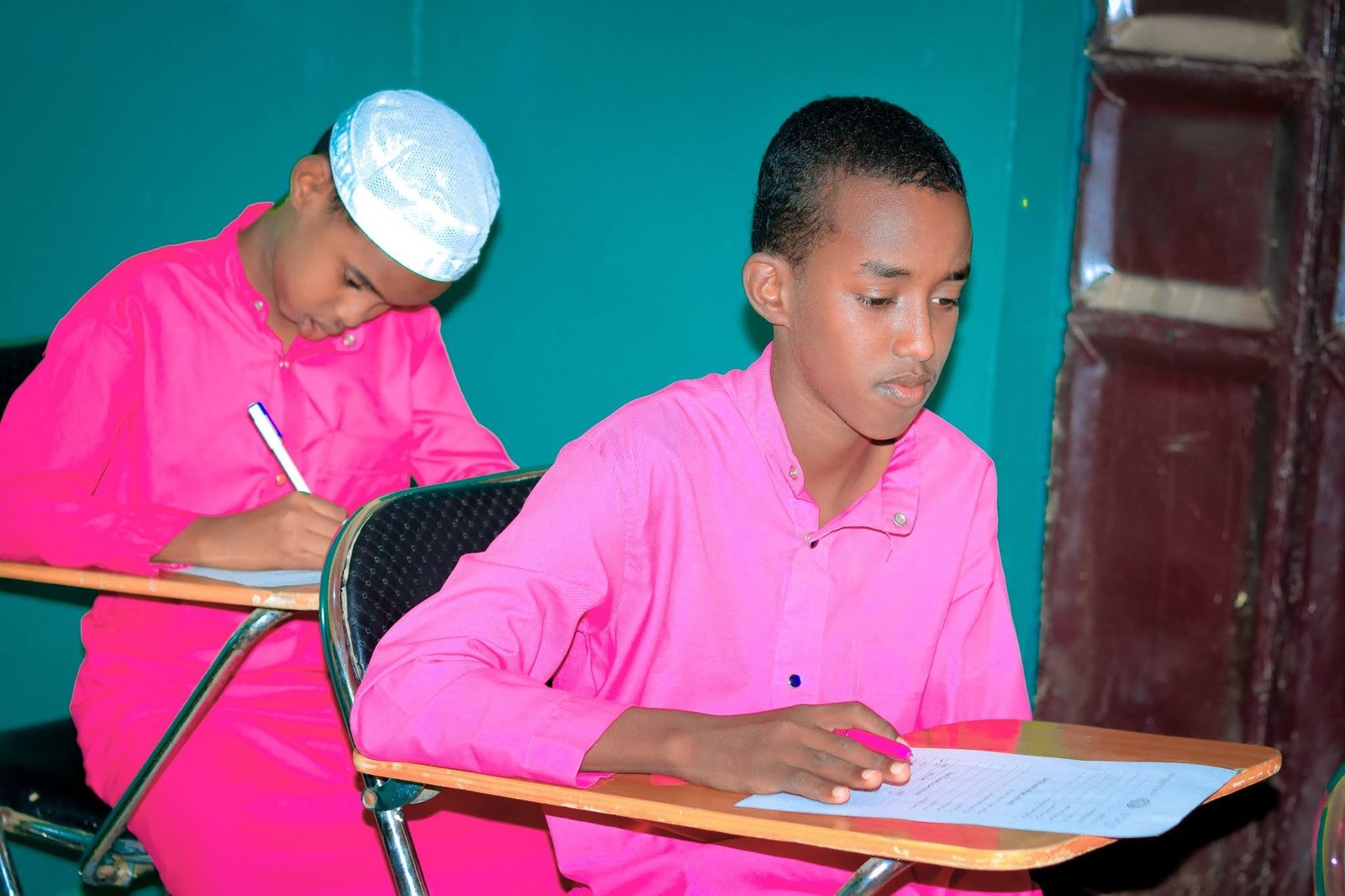 Students studying in classroom